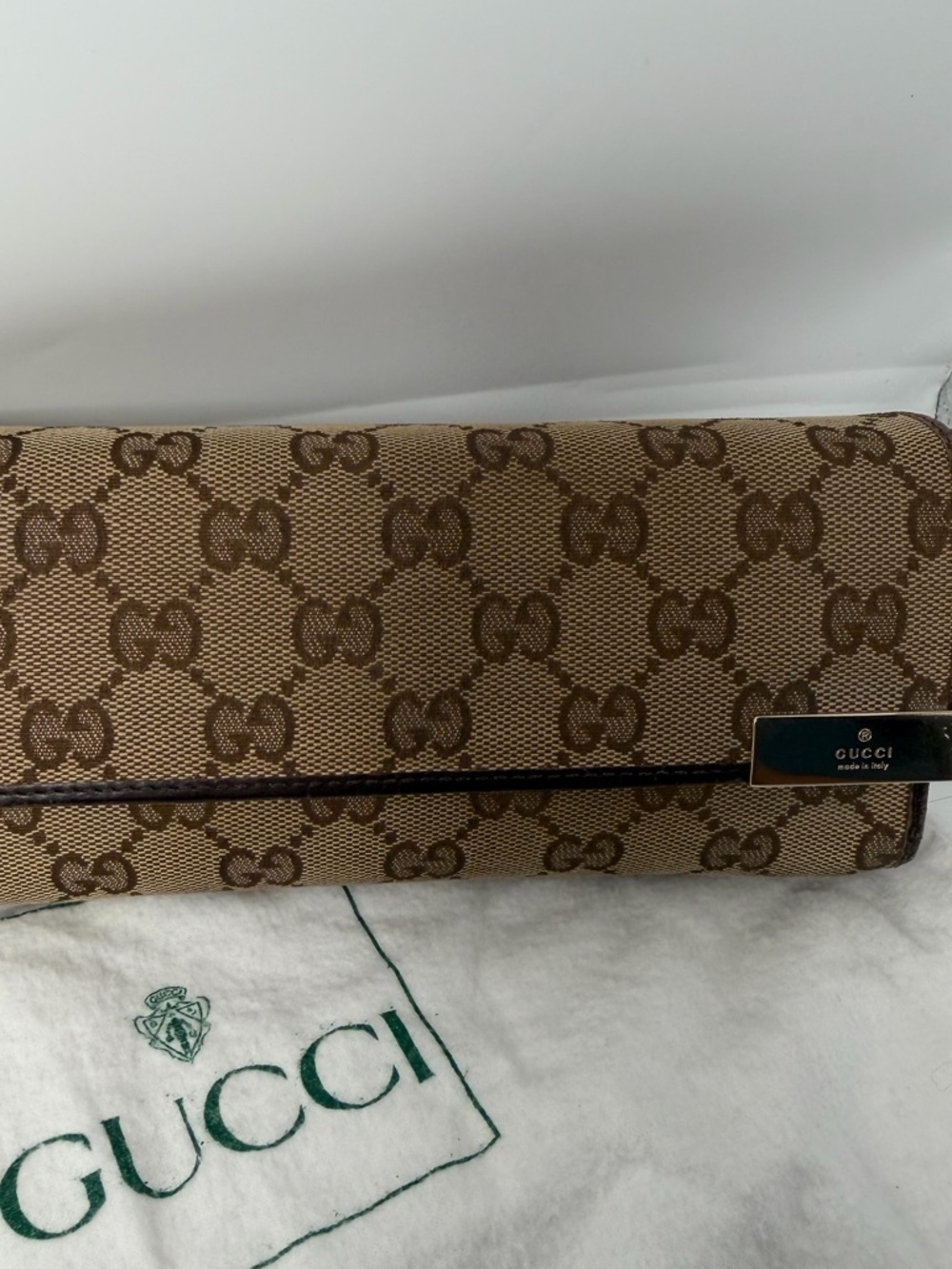 Gucci Beige and Dark Brown Monogram Wallet